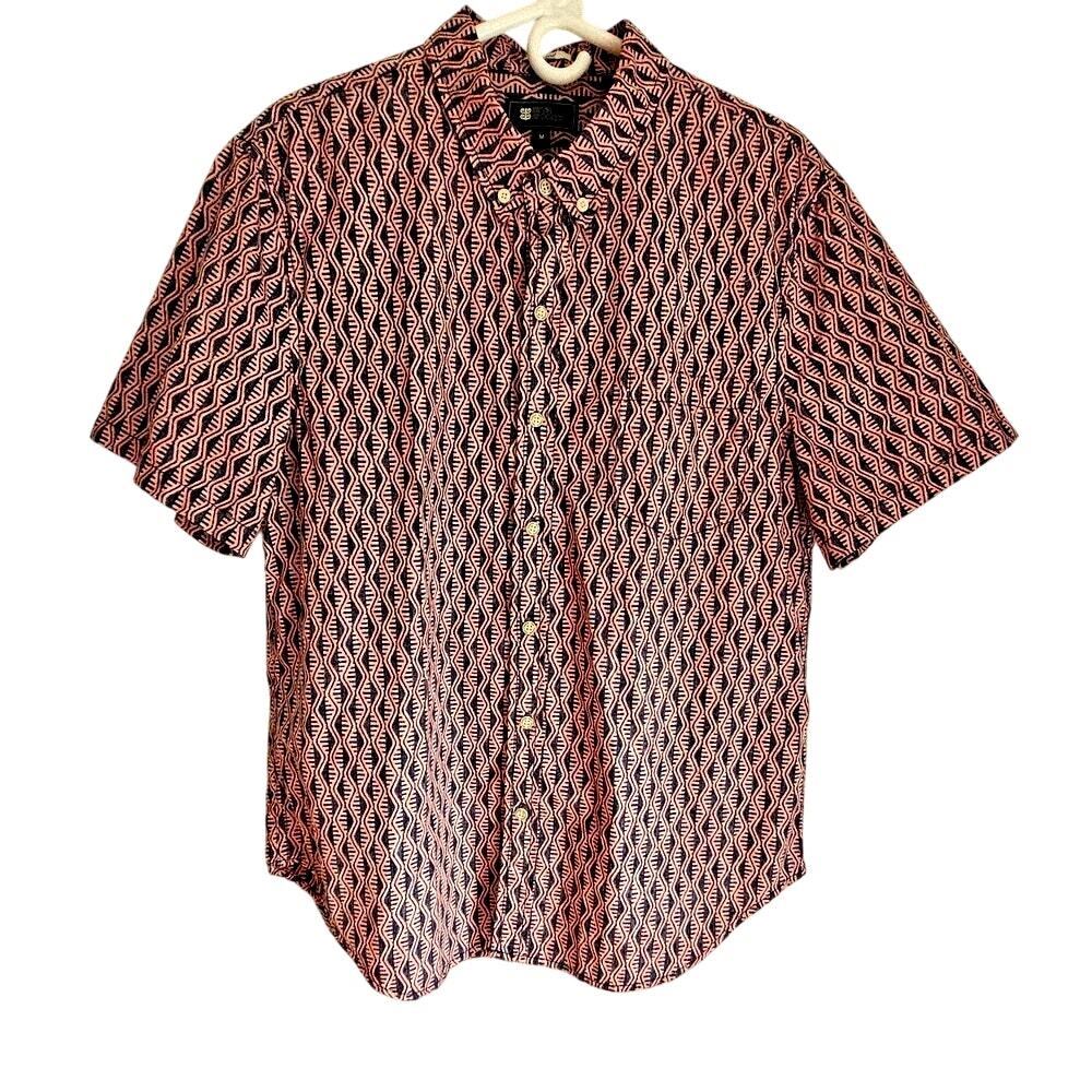Reyn Spooner Shirt  Tapa Waves 100% Cotton Woven Button Up Tailored Mens M Sz M